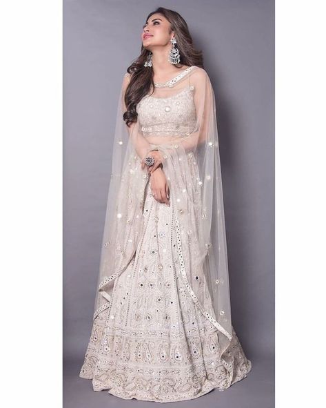 White Indian Lengha, White Lehnga Outfit Aesthetic, White Lehenga, Lehenga Choli Designs, Nikkah Dress, Indian Outfits Lehenga, Wedding Lehenga Designs, Lehnga Dress, Designer Bridal Lehenga