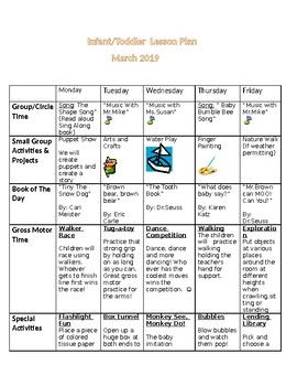 basic/simple March lesson plan for infants and toddlers. age range: birth and up early childhood education levels Lesson Planning For Infants, Infant Lesson Plan Ideas, August Lesson Plans For Toddlers, Infant And Toddler Classroom Set Up, Infant Lesson Plans Daycares, Infant Lesson Plans Creative Curriculum, Infant Room Lesson Plans, December Lesson Plans For Toddlers, Daycare Lesson Plans For Toddlers