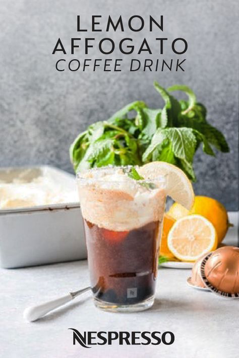 Bright, crisp, and refreshing, we’re loving the citrus fruit flavors in this Lemon Affogato Coffee Drink recipe. Made with your favorite  Nespresso coffee and the VertuoPlus Deluxe, it’s a delicious way to celebrate the end of summer. Click here to see how you can make this iced coffee dessert at home. Summer Coffee Drinks, Espresso Vodka, Affogato Coffee, Lemon Coffee, Coffee Gallery, Fruit Coffee, Nespresso Recipes, Coffee Rub, Hot Drinks Recipes