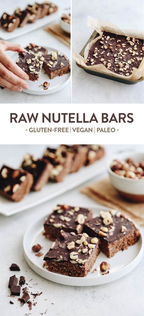 Raw Nutella Bars - The Healthy Maven Nutella Bars, Nutella Bar, Healthy Vegan Dessert, Raw Dessert Recipes, Cheesecake Vegan, Halloween Food Desserts, Raw Vegan Desserts, Raw Cake, Vegan Raw