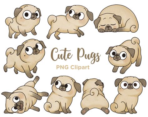 Pug Cute Drawing, Pugs Cute, Pug Illustration, Children's Book Characters, Pug Art, Cute Pugs, Pug Love, Picture Books, Love Wallpaper