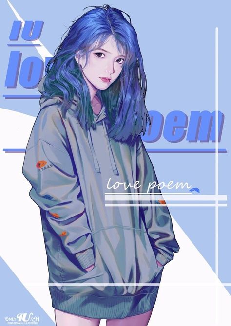 Love Poem, Blue Hair, Anime, Hair, Blue