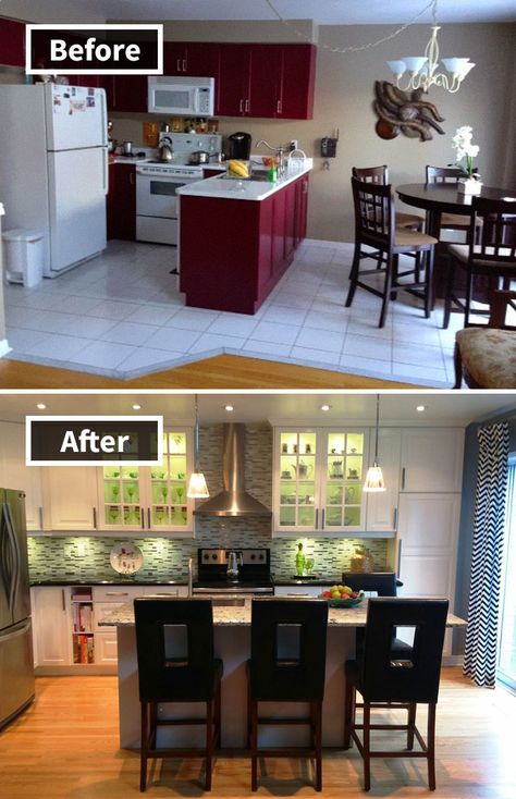 #beforeandafterkitchens #kitchenremodel #kitchenupgrade  #kitchenmakeover #kitchenrenovationsideas #kitchensbeforeandafter #kitchendesign #openingkitchenwall #takingwalldown #fixerupper #flippinghouse Kitchen Remodel Ideas Before And After, Ikea Kitchen Remodel, Budget Kitchen Remodel, Diy Kitchen Remodel, Kitchen Remodel Before And After, New Kitchen Cabinets, Kitchen And Dining Room, After Pictures, Kitchen Remodeling Projects