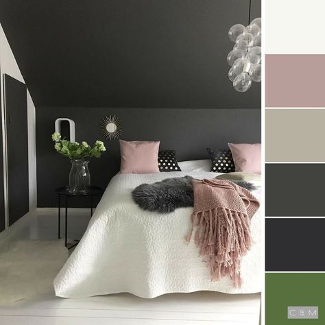 Khaki Bedroom Ideas, Green Bedroom Decor Ideas, Color For Bedroom, Pink Green Bedrooms, Olive Bedroom, Khaki Bedroom, Charcoal Bedroom, Dusty Pink Bedroom, Pink And Grey Room