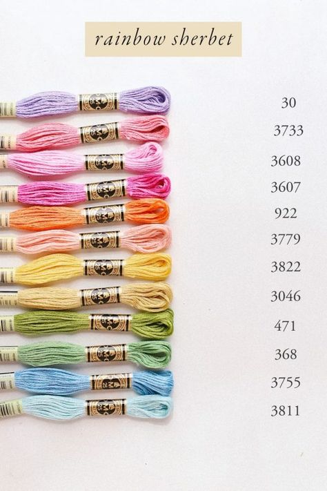 september thread club 2023 Cross Stitch Color Palette, Embroidery Color Combinations, September Welcome, Welcome To September, Stitch Palettes, Dmc Palette, Dmc Floss Chart, Embroidery Floss Crafts, Stitching On Paper