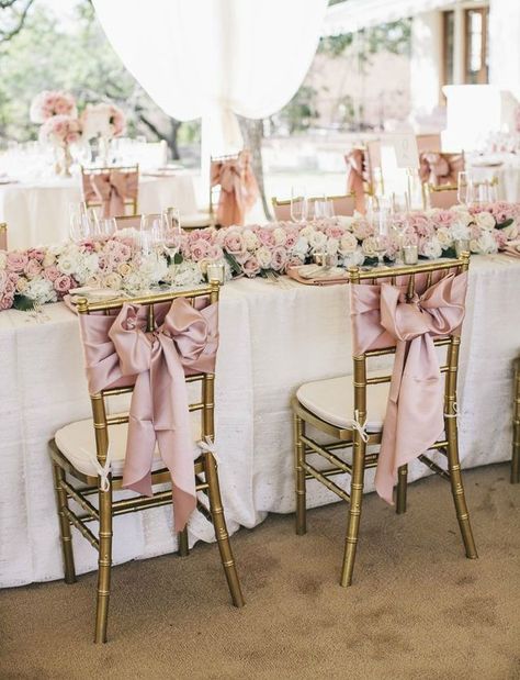 Dressing for a Winter Wedding | What to Consider Rose Pink Wedding, Wedding Table Pink, Dusty Pink Weddings, Pink Wedding Colors, Gold Wedding Colors, Pink Wedding Inspiration, Wedding Chair Decorations, Pink Wedding Theme, Pink And Gold Wedding