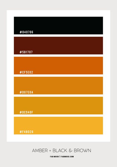 Amber and Black Color Combo – #Colour Palette 126 1 - Fab Mood | Wedding Colours, Wedding Themes, Wedding colour palettes Amber Colour Palette, Brown Color Palette Combination, Amber Color Palette, Amber Palette, Fall Color Combinations, Fab Mood, Mood Wedding, Yellow Color Combinations, Hex Color