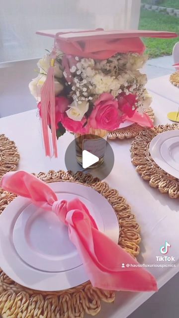 Haus of Luxurious Picnics on Instagram: "Pink graduation theme  #pinkgraduation #pink #grad #2023 #classof2023" Blue And Pink Graduation Party Ideas, Graduation Party Ideas High School Mexican Theme, Pink Open House Graduation, Barbie Graduation Party, Pink Grad Party Ideas, Pink And Gold Graduation Party, Pink Graduation Party Decorations, Senior Graduation Party Ideas, Graduation Party Venues