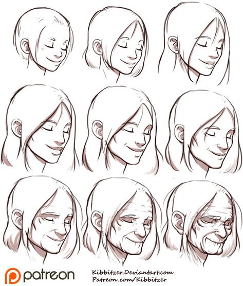 Aging Reference sheet 2 by Kibbitzer Aging Reference, Couple Drawing, 얼굴 드로잉, Drawing Heads, 얼굴 그리기, Human Drawing, Reference Sheet, 캐릭터 드로잉, Anatomy Drawing