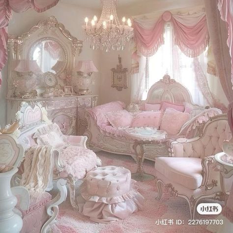 Malnedott Aesthetic, Pastel Room Inspo Aesthetic, Modern Pink Bedroom Ideas, Coquette Room Aesthetic Ideas, Pink Royal Bedroom, Room Inspo Pink, Pink Vintage Bedroom, Angel Pretty, Pink Princess Room