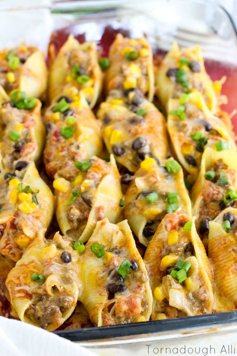 Stuffed Shells Beef, Mexican Stuffed Shells, Shells Stuffed, Mexican Appetizers, Spiced Beef, Stuffed Shells Recipe, Freezer Meal, Stuffed Pasta Shells, Stuffed Shells