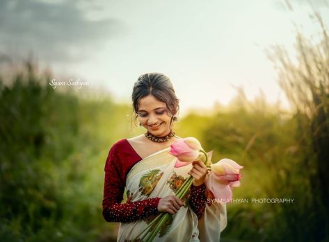 1,018 Likes, 38 Comments - Athira Anandhan (@athira_anandhan_) on Instagram: “🌼🌼 @syamsathya_syamsathya #post #saturday #mindfulness #followers #photographer #old #instgram…” Onam Shoot, Kerala Girl, Flowers Lotus, Water Lilly, Friend Poses Photography, Lotus Flowers, Friend Poses, In Frame, Photoshoot Ideas