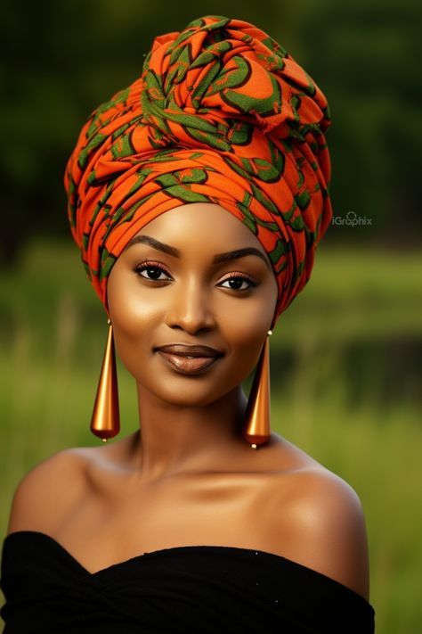 African Faces Woman, Ghanaian Women Beautiful, Black Woman Head Wrap, Doek Styles, African Woman Portrait Photography, Ankara Gele Head Wraps, African Head Wrap Photoshoot, Congolese Head Wrap, African Hair Wrap