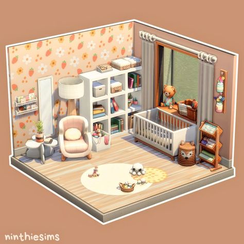 Infant Nursery👧🏻 Hello! This is my entry for #simplyinfantchallenge hosted by @simplysimhome 🫶🏻 Hope you like it!🍼 Available on the… | Instagram Base Game Nursery Sims 4, Cute Sims 4 Rooms No Cc, Sims 4 Entry Way Ideas No Cc, Sims Nursery Base Game, Aesthetic Sims 4 House Interior, Sims 4 Infant Room No Cc, Nursery Ideas Sims 4, Sims Build Hacks, Sims 4 Porch Ideas