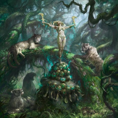 ArtStation - Tanit, Goddess of the Jungle Jungle Illustration, Fantasy Forest, Mystical World, Mother Goddess, Fantasy Races, Dungeons And Dragons Characters, Goddess Art, Medieval Art, Fantasy Inspiration