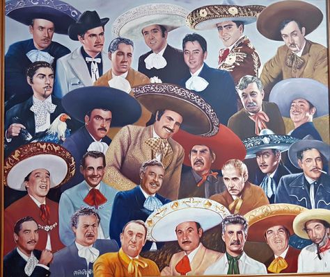 Mexican Legends, Mexican Restaurant Design, Mexican Art Painting, Puerto Rican Music, Mexican Artwork, Mexican Paintings, Mexican Art Tattoos, Vicente Fernandez, Mexican Culture Art