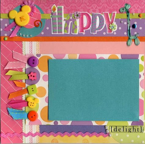 Ideas For Happy Birthday, Birthday Layout, Birthday Scrapbook Layouts, Birthday Scrapbook Pages, Baby Scrapbook Pages, Scrapbooking Pages, Disney Scrapbook Pages, Images Disney