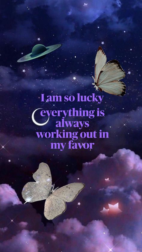 Lucky girl affirmation wallpaper dreamy purple celestial butterfly Lucky Girl Wallpaper, Celestial Butterfly, Wallpaper Butterfly, Affirmation Wallpaper, Lucky Wallpaper, Im So Lucky, Lucky Girl, Girl Wallpaper, Affirmations