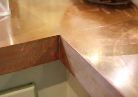 Copper Countertops, Copper Counter, Diy Counter, Dark Brown Cabinets, Kitchen Countertop Options, Diy Copper, Cheap Countertops, Countertop Options, Kitchen Counter Top