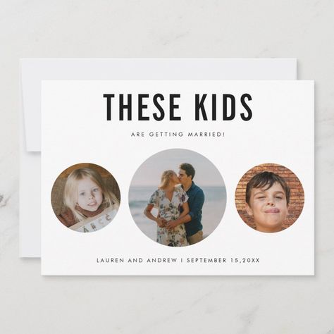 Modern Funny Minimalist Childhood Photos Wedding  Save The Date  Zazzle Old Childhood Photos, Save The Date Pictures, Funny Save The Dates, Save The Date Wording, Unique Save The Dates, Childhood Photos, Wedding Save The Date, Save The Date Invitations, Wedding With Kids