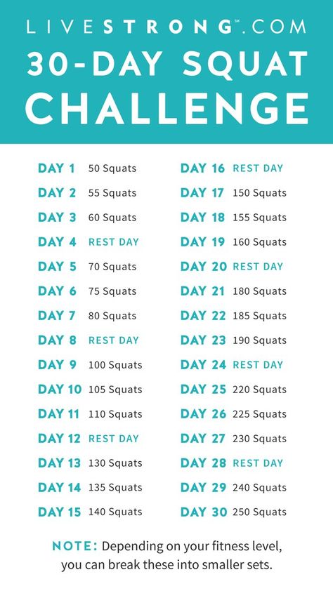 The 30-Day Squat Challenge | Livestrong.com Crunches Challenge, Squat Routine, 30 Day Squat, 30 Day Squat Challenge, Minimalism Challenge, Workout Challenges, 30 Day Challenges, 30 Day Plank, Lean Legs