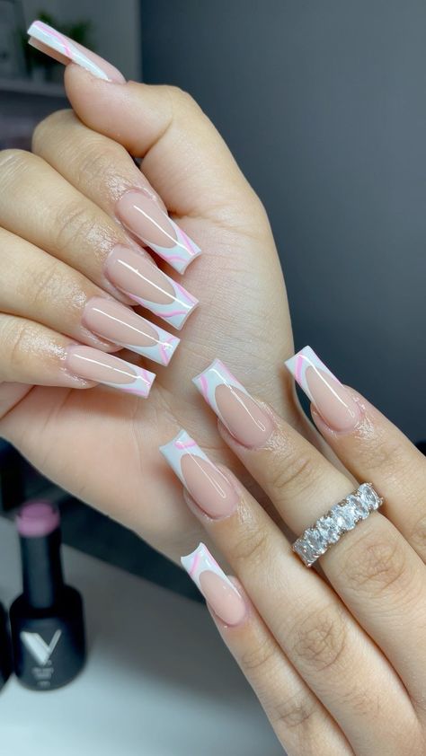 Dainty Flower Nails, Spring French Manicure, Manicure French Tip, Cool Summer Nails, Nail Ideas For Spring, Opi Pink Nail Polish, Zodiac Nail Designs, Colorful Tips, Tip Nail Ideas