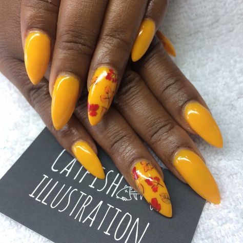 Nail art. Montreal City. Nail Artist. Mélissa Monderie. Catfish Illustration. Autumn nails. Fall nails. Fall Multicolor Nails, Yellow Autumn Nails, Autumn Nails Matte, Catfish Illustration, Autumn Nails Fall, Turkey Nails, Illustration Autumn, Nails Fall Nails, Thanksgiving Nail Designs