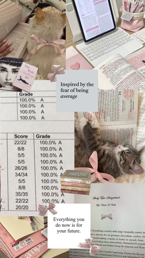 Coquette collage wallpaper aesthetic pink study motivation vision board school books Studying Inspo Wallpaper, Pink Collage Wallpaper, Taylor Swift Tickets, Pink Academia, Pink Collage, Positive Quotes Wallpaper, Motivation Psychology, School Goals, Exam Motivation