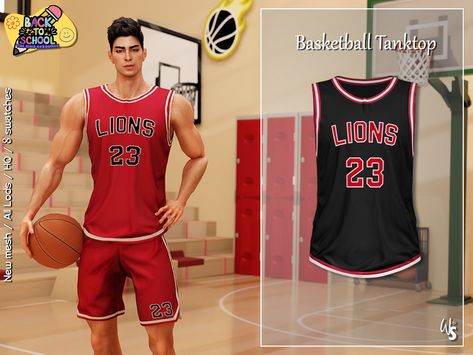 The Sims Resource - Sims 4 - Clothes - WisteriaSims - For men - Basketball Tank Top for men Sims 4 Men Clothing, Sims 4 Stories, Sims 4 Hair Male, Sims 4 Male Clothes, Basketball Tank Tops, Sims4 Clothes, School Collection, Sims 4 Cc Packs, Sims Community