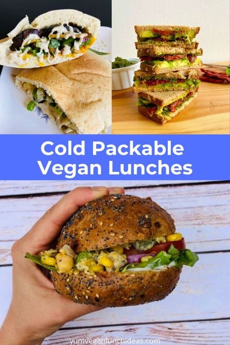 Cold Vegan Lunch, Vegan Lunchbox Ideas, Lunch Ideas Vegan, Easy Vegan Lunches, Vegan Camping Food, Vegan School Lunch, Cold Sandwich Recipes, Vegetarian Lunch Ideas, Vegan Taco Salad