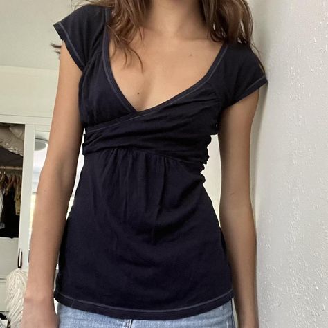 Abercrombie babydoll top! Super soft and cute for... - Depop Open Neckline Top, Short Sleeve Babydoll Top, Babydoll Tops Aesthetic, Babydoll Tube Top, Flowy Babydoll Top, Black Babydoll Top, Cute Babydoll Tops, Y2k Babydoll Top, 2000s Babydoll Top