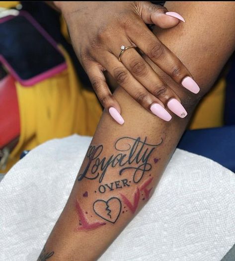 Small Dope Tattoos, Loyalty Tattoo, Girl Thigh Tattoos, Cute Tattoos On Wrist, Girl Neck Tattoos, Hand Tattoos For Girls, Cute Hand Tattoos, Pretty Hand Tattoos, Tattoos For Women Half Sleeve