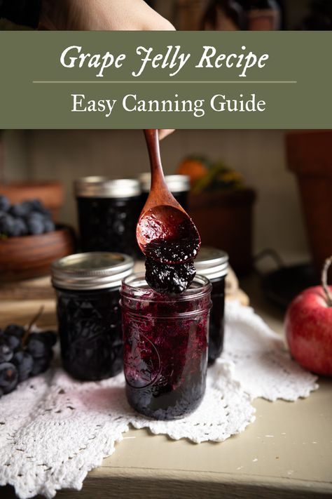 Canning Grape Jelly | A Step-by-Step Guide to Homemade Preserves — Under A Tin Roof Canning Grape Jelly, Homemade Concord Grape Jelly, Grape Jelly No Pectin, Grape Jelly Without Pectin, Grape Jam Recipe Canning, How To Make Grape Jam, Grape Jam Recipe Homemade, Grape Jelly Canning Recipe, Grape Jelly Recipe