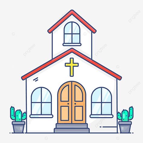 Churches Drawing, Iglesia Aesthetic, Church Clip Art, Church Cartoon, Church Clipart, Church Drawing, Church Illustration, Building Silhouette, Christian Cartoons