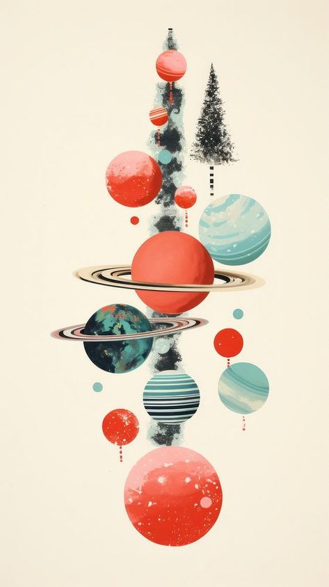 Dreamy Retro Collages of christmas astronomy space art. | premium image by rawpixel.com / Boom Christmas Collage Aesthetic, Retro Christmas Wallpaper, Aesthetic Mobile Wallpaper, Lovely Wallpapers, Aesthetic Mobile, Wallpapers For Mobile Phones, Christmas Collage, Space Wallpaper, Christmas Accessories