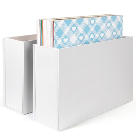 Scrapbook Paper Storage Organizer, 12x12 Paper Storage Organizer, Scrapbook Storage Bin for 12" x 12" Paper- 2 Pack Craft Paper Storage Ideas, Scrapbooking Organization Ideas, 12 X 12 Paper Storage, Paper Storage 12x12, 12x12 Paper Storage, Scrap Paper Storage, Ikea Craft Storage, Art Room Office, Construction Paper Storage