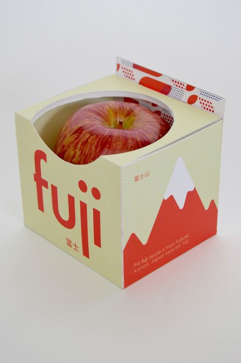 Fuji Apple Packaging on Behance                                                                                                                                                     More Apple Packaging, Erin Murphy, Vegetable Packaging, Carton Design, Japanese Packaging, Luxury Packaging Design, Fruit Packaging, Fuji Apple, Toy Packaging