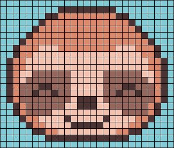 Plastic Canvas Sloth Patterns, Sloth Bead Patterns, Alpha Pattern Sloth, Sloth Plastic Canvas Patterns, Sloth Pony Bead Patterns, Sloth Cross Stitch Pattern Free, Sloth Perler Beads, Sloth Perler Bead Patterns, Sloth Pixel Art