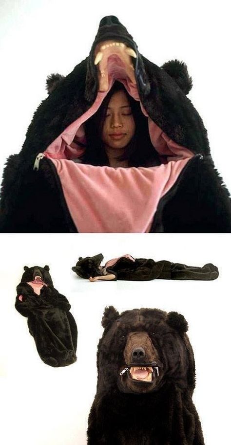 Bear sleeping bag Bear Sleeping Bags, Best Sleeping Bag, Hot Lingerie, Camping Ideas, Deathly Hallows, Cool Stuff, Sleeping Bag, 귀여운 동물, Camping Gear