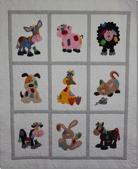 Silly Goose Quilts: another one of those quilts Farm Animal Quilt, Animal Baby Quilt, Farm Quilt, Quilting Designs Patterns, Applique Quilt Patterns, Baby Boy Quilts, Baby Quilt Patterns, Childrens Quilts, Applique Quilting