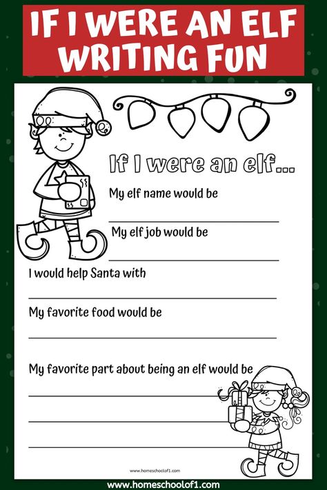 If I Were An Elf Writing Activity (free printable) - Homeschool of One If I Were An Elf Writing Template, Elf Would You Rather, Elf Application Free Printable, Elf Writing Prompts, Elf Day Activities, How To Catch An Elf Activities, Elf Day At School, Elf Writing Activity, Elf Craft For Kids