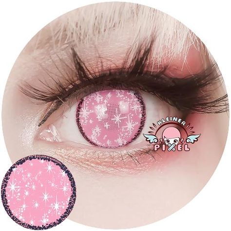 Heart Eyes Contacts, Pink Eye Contacts Aesthetic, Pink Eye Contacts, Heart Contact Lenses, Anime Eye Contact Lenses, Pink Contact Lenses, Cool Contacts, Anime Eye Makeup, Eye Contact Lenses