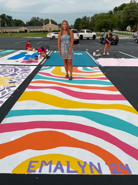 Inspo Colorful Unique Parking Spot Paintings, Senior Spots Painting, Senior Parking Spaces Funny, Highschool Parking Spot Ideas, Painted Parking Spaces Ideas, Senior Spots, Parking Ideas, Parking Lot Painting, Senior Parking Spaces