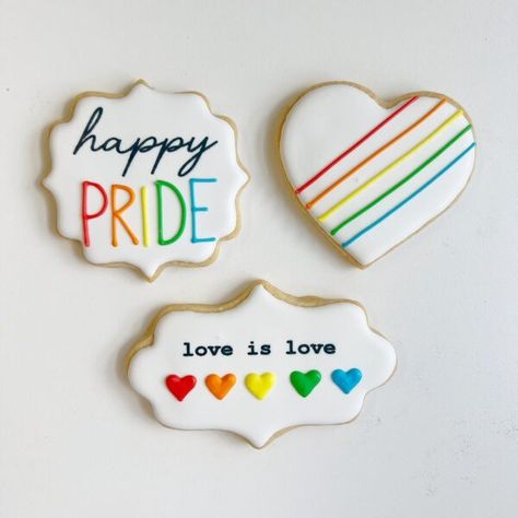 Pride Month Desserts, Pride Cookies Royal Icing, Pride Dessert Ideas, Pride Biscuits, Pride Sugar Cookies, Pride Cookies Decorated, Pride Baking, Pride Treats, Pride Desserts