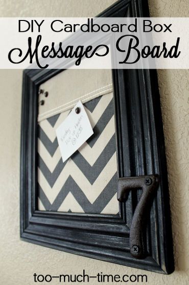 This is a great upcycling project that used a cardboard box, fabric scraps, and an old picture frame Diy Message Board, Diy Message, Picture Frame Crafts, Old Picture Frames, Diy Picture Frames, Upcycled Home Decor, Message Boards, Frame Ideas, Old Frames