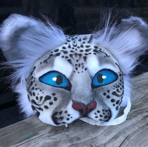 SolarFlames - Etsy Snow Leopard Therian, Cat Mask Diy, Therian Gear, Wolf Therian, Mask Inspiration, Felt Animal Masks, Therian Masks, Backyard Birds Feeders, Therian Stuff