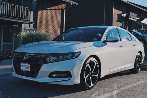 My 2020 Honda Accord Sport in white. White Honda Civic Aesthetic, Honda Accord Aesthetic, White Honda Accord, 2020 Honda Accord Sport, Civic Turbo, 2020 Honda Accord, Honda Civic Turbo, Car Stunt, Car School