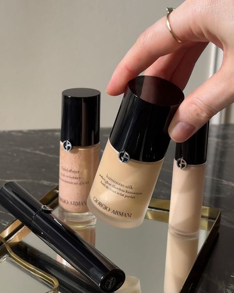 Armani Concealer, Foundation Aesthetic, Armani Foundation, Giorgio Armani Foundation, Armani Luminous Silk Foundation, Giorgio Armani Makeup, Boujee Nails, Armani Makeup, Armani Luminous Silk