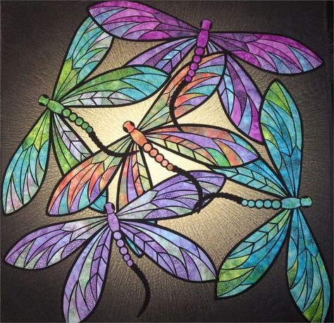 Dance of the Dragonflies quilt pattern by JoAnn Hoffman Stained Glass Quilt, Appliqué Quilts, Keepsake Quilting, Raw Edge Applique, Applique Quilt Patterns, Dragonfly Art, Pdf Quilt Pattern, Wall Quilts, Applique Patterns