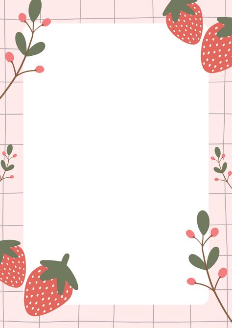 Cute Page Template, Border Design Template, A4 Design Paper, Canva Document Design, Output Design, Border Design Printable, Background A4, Pink Border, Kawaii Border Design